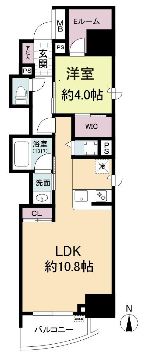 セレニテフラン本町(1SLDK/12階)の間取り写真