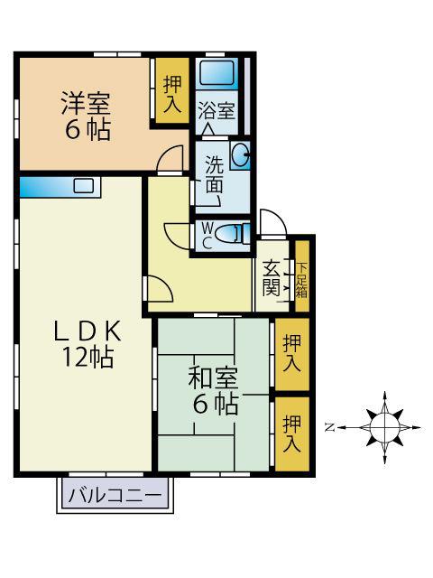 サニーコート香椎(2LDK/2階)の間取り写真