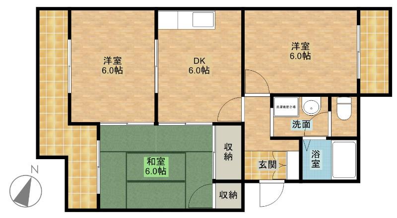マンションフレンドシティ(3DK/3階)の間取り写真