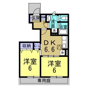 ソレイユ富貴(2DK/2階)の間取り写真
