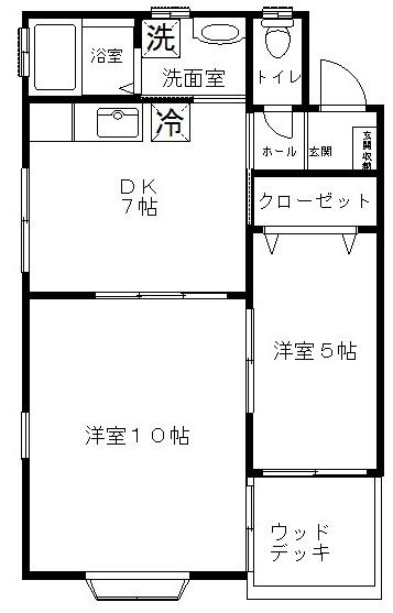 WOODY617(2DK/2階)の間取り写真