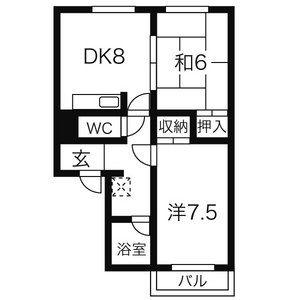 サンティーヌ神山(2DK/2階)の間取り写真