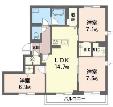 バンディエラII(3LDK/3階)の間取り写真