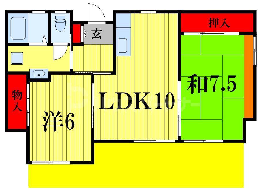 コープ愛宕(2LDK/1階)の間取り写真