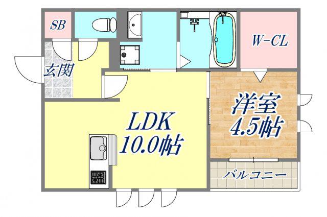 アクシス西宮北口(1LDK/1階)の間取り写真
