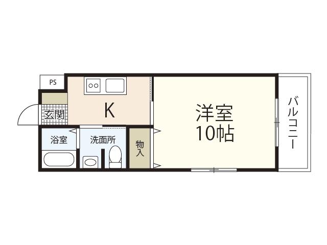 JRBハイツ虹ヶ浜(1K/1階)の間取り写真