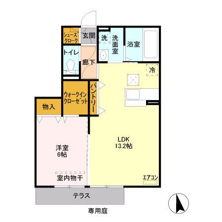 ラフィネ・ドミール参(1LDK/1階)の間取り写真