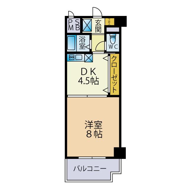 グレイス西新(1DK/8階)の間取り写真