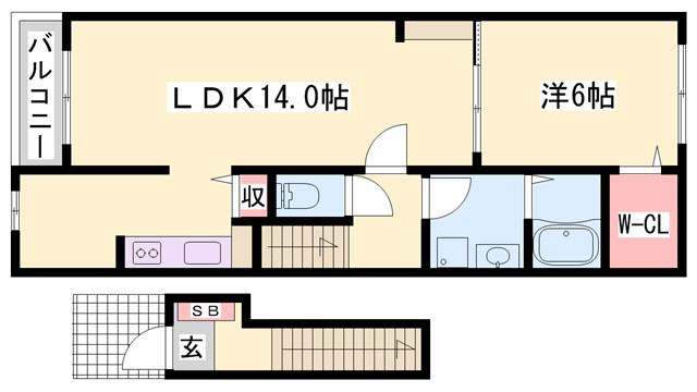 グロリア(1LDK/2階)の間取り写真