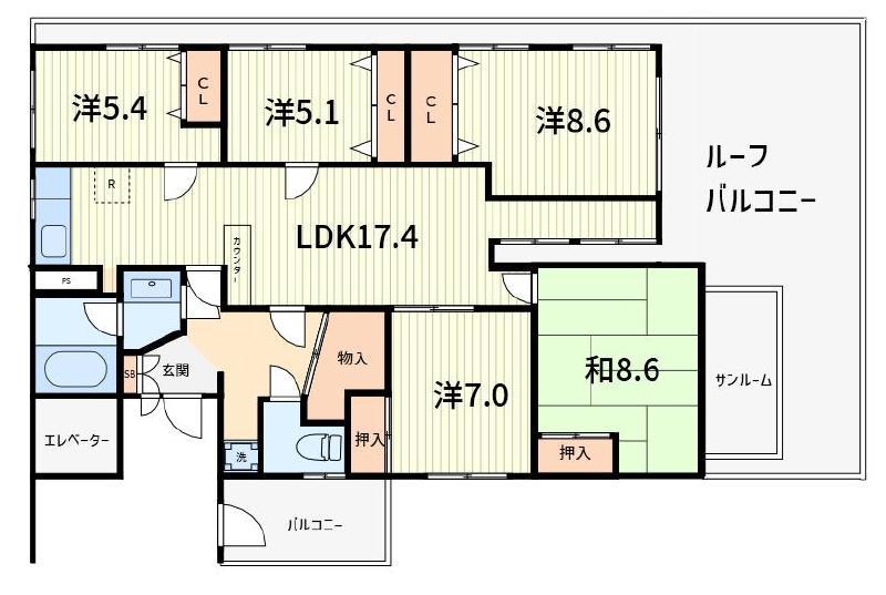 小出マンション(5LDK/6階)の間取り写真