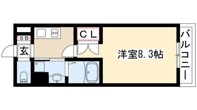 ヴェール本山(1K/3階)の間取り写真