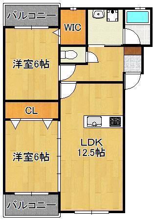 プレステージ大平(2LDK/2階)の間取り写真