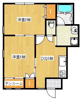 SERENOII(2DK/1階)の間取り写真