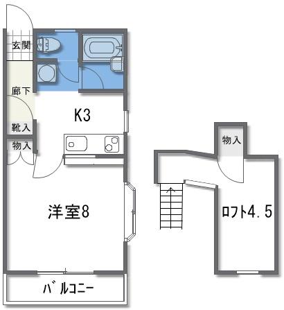 ノンとモモの詩1号館(1K/2階)の間取り写真
