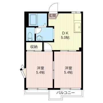 ネオコート狭山(2DK/2階)の間取り写真