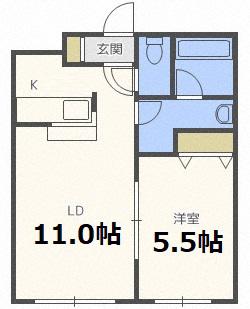 アムール東札幌(1LDK/3階)の間取り写真