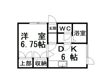 ハートカクテル(1DK/2階)の間取り写真