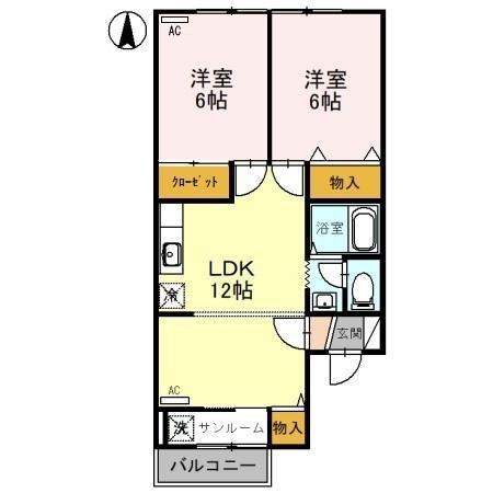 ピーチガーデン(2LDK/2階)の間取り写真