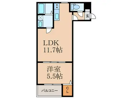 メゾンクレール博多南五番館(1LDK/1階)の間取り写真
