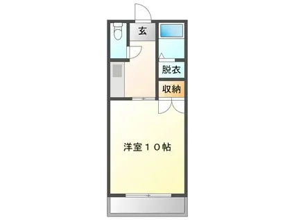 ハートI(1K/2階)の間取り写真