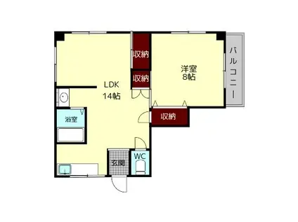 サニーハイツ(1LDK/4階)の間取り写真