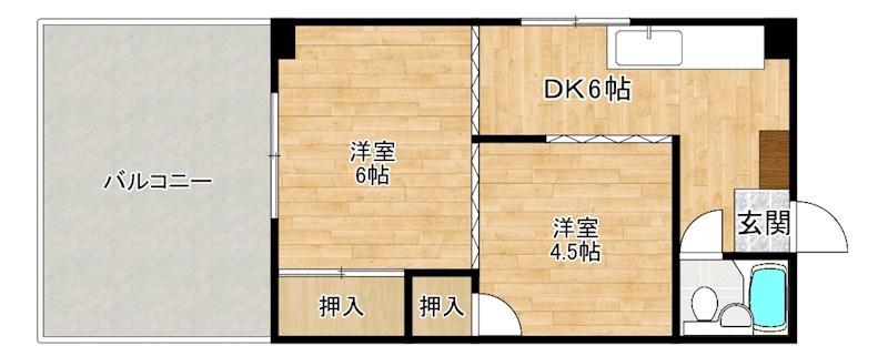 栄光ビル(2DK/3階)の間取り写真