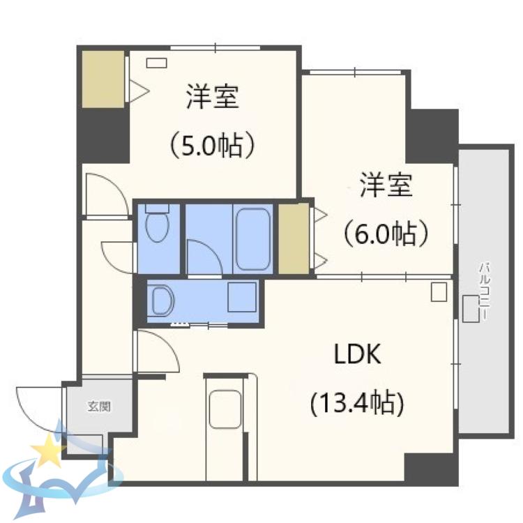 ラクラス円山公園(2LDK/2階)の間取り写真