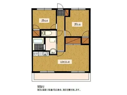 フロントヒルズIII(2LDK/3階)の間取り写真