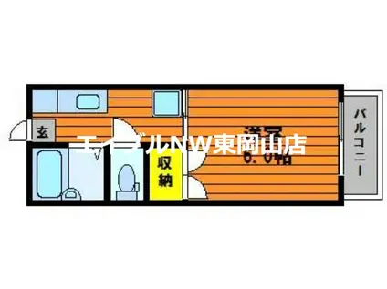 シャトレーII(1K/1階)の間取り写真