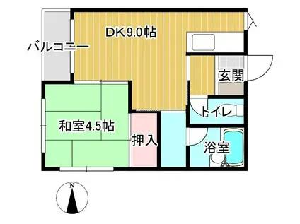 セゾンドジュネス(1LDK/1階)の間取り写真