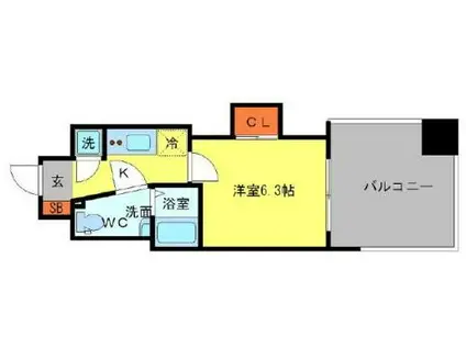 セレニテ本町エコート(1K/10階)の間取り写真