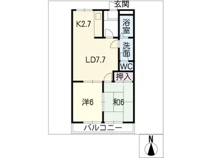 ROYAL CHATEAU(2LDK/2階)の間取り写真