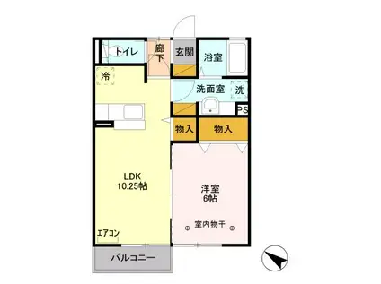 モンタンヴェール(1LDK/2階)の間取り写真