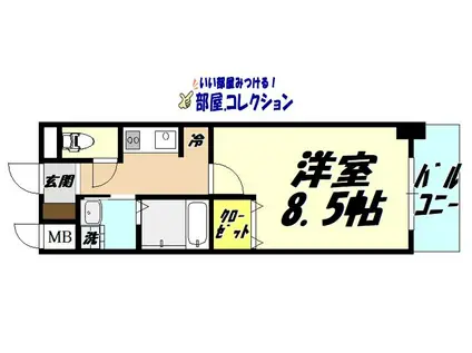 セトル.イン鳳(1K/7階)の間取り写真