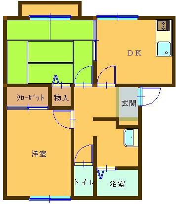 エスティアムヤトミ(2DK/1階)の間取り写真