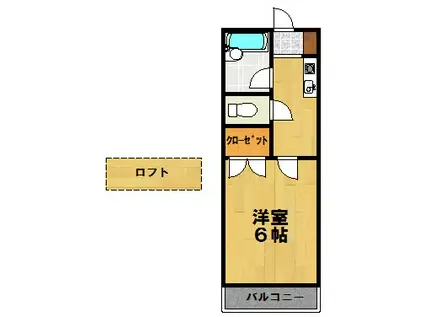 ルミナス2番館(1K/2階)の間取り写真
