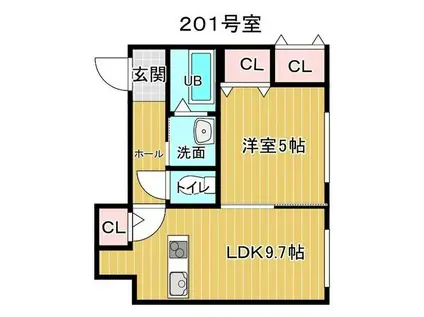 ジュネス北18条(1LDK/5階)の間取り写真