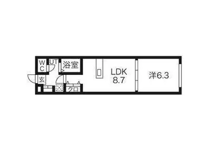 アスコット古川II番館(1LDK/2階)の間取り写真