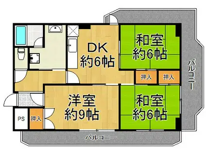 ソレイユ山本(3DK/5階)の間取り写真
