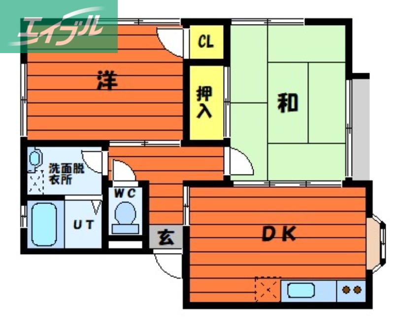 シャトル三瑞I(2DK/2階)の間取り写真