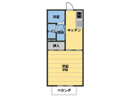 ハイツ山の手(1K/2階)の間取り写真