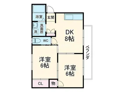 ハイツボナール(2DK/2階)の間取り写真