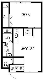 ベルオークウエスト(1LDK/2階)の間取り写真