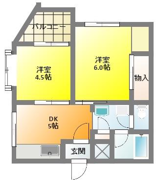 野中第2マンション(2DK/2階)の間取り写真