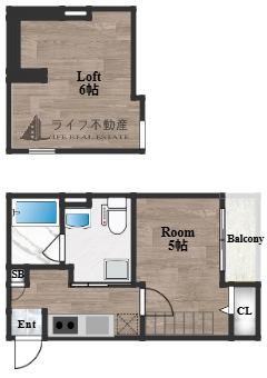 花園本町テラス(1K/1階)の間取り写真