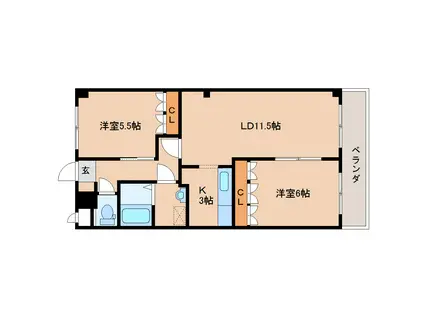 CHERRY HOUSE(2LDK/2階)の間取り写真