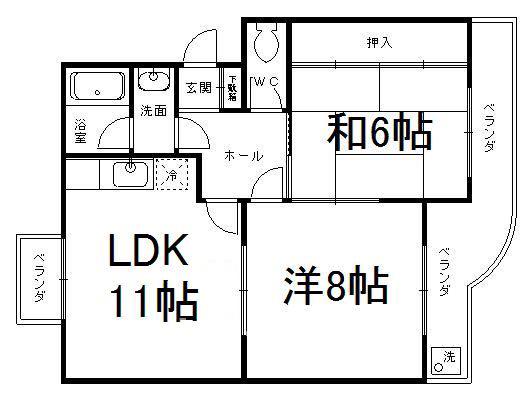 ファームハイツ高畑(2LDK/3階)の間取り写真