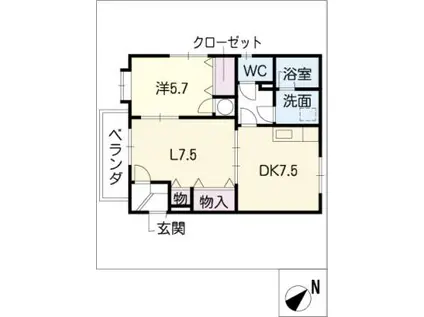 ライキング鳴海(2DK/1階)の間取り写真