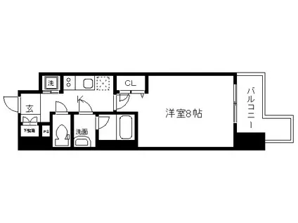 ベラジオ五条堀川II(1K/6階)の間取り写真