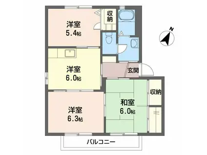 シャーメゾン大福C棟(3DK/2階)の間取り写真